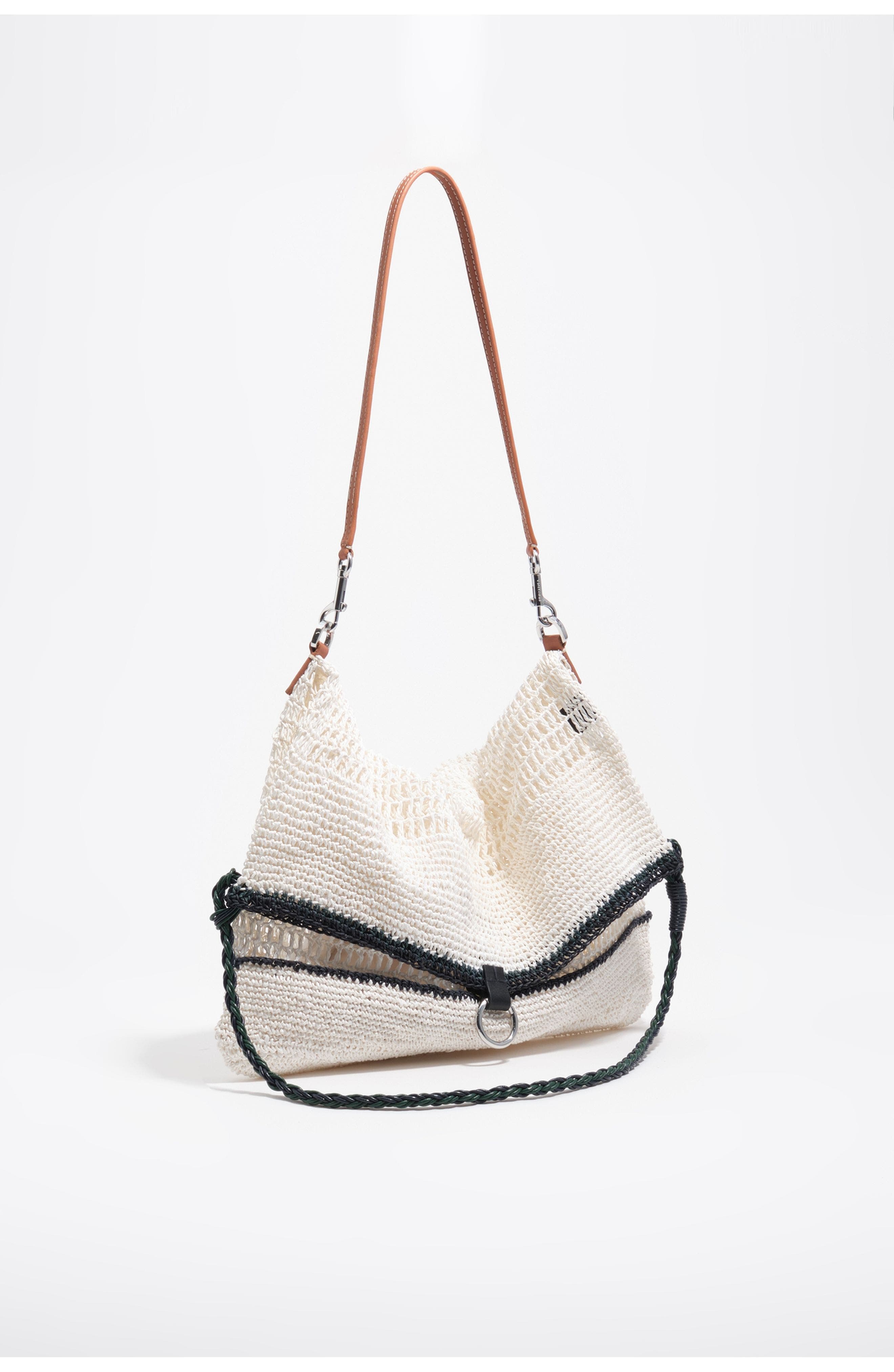 Bimba y Lola Medium Paper Shoulder Bag, Main, color, White