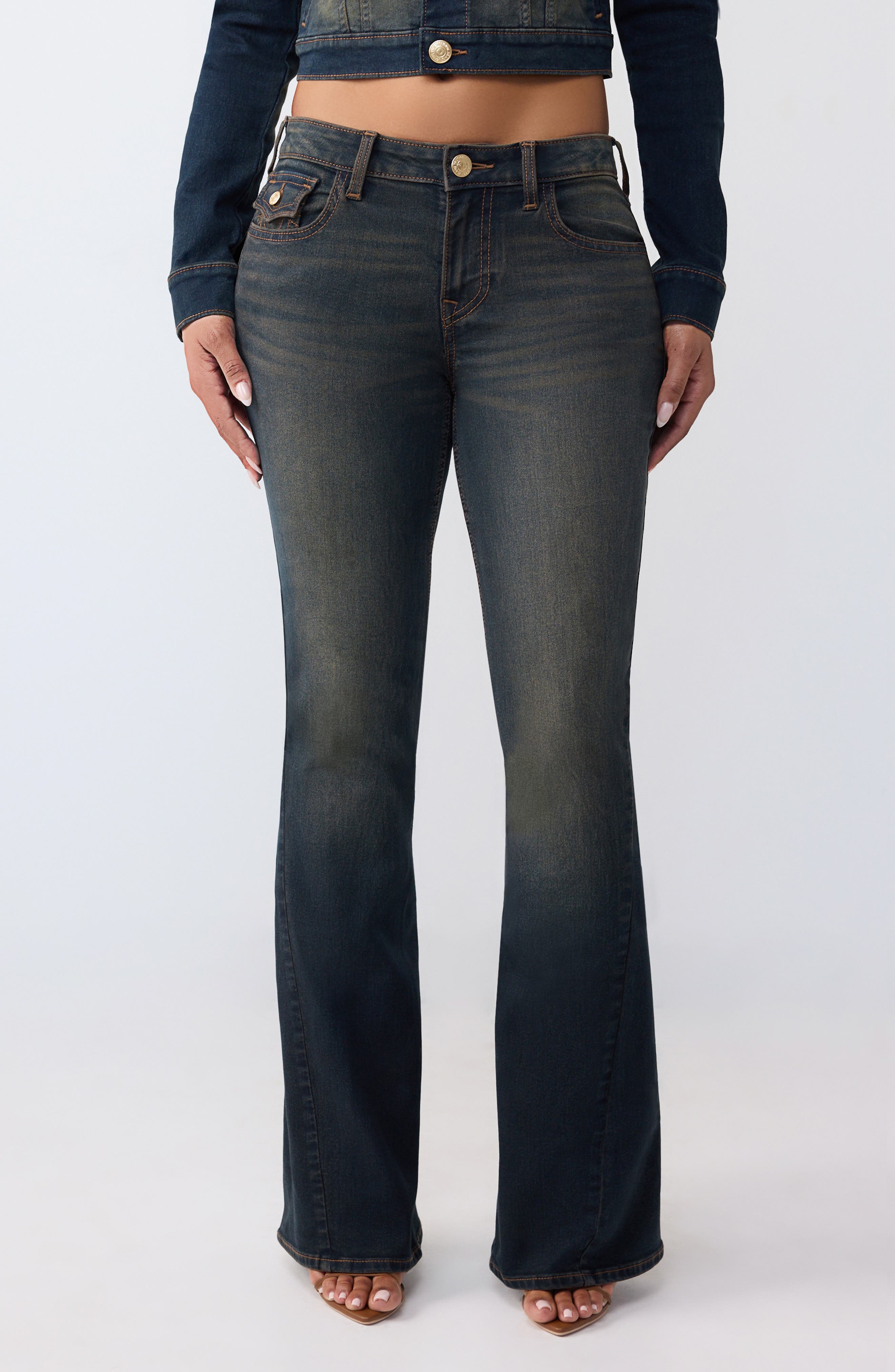 True Religion Joey Flap Pocket Flare Leg Jeans