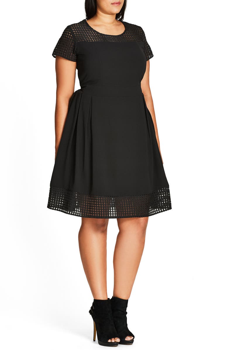 City Chic Sweet Texture Fit & Flare Dress, Alternate, color,