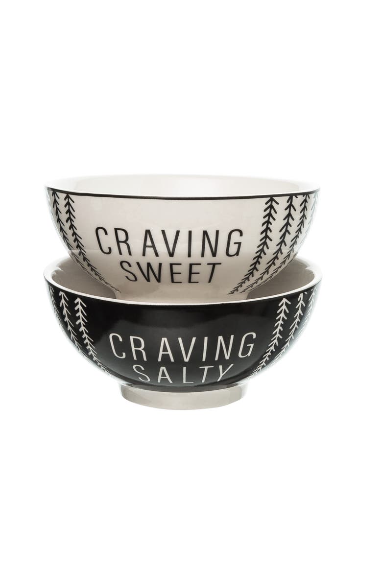 Salty/ Sweet Bowls Set of 2 Ceramic Black, Main, color, Black