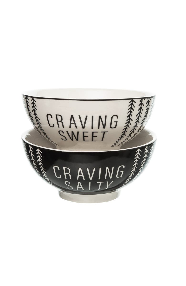 Totalee Gift Salty/ Sweet Bowls Set of 2 Ceramic Black, Main, color,