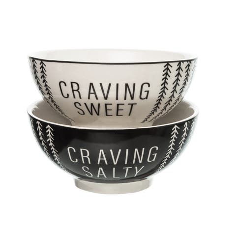 Salty/ Sweet Bowls Set of 2 Ceramic Black
