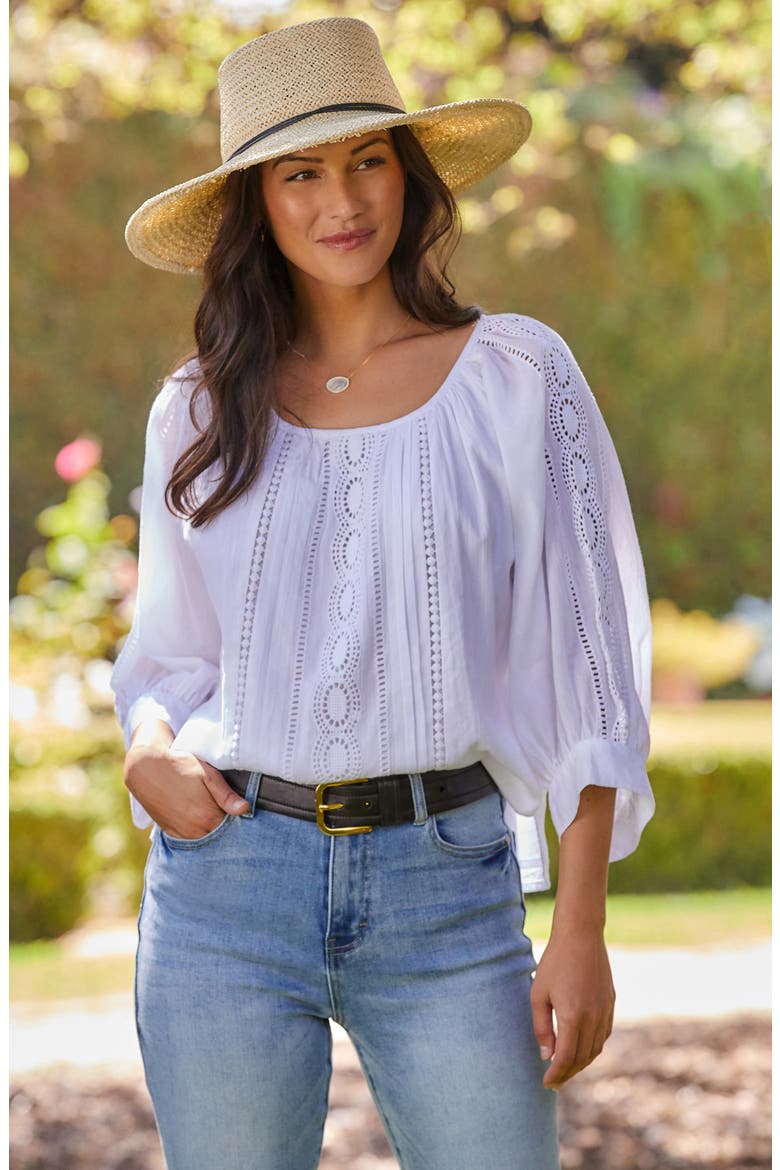 Eyelet Inset Top, Alternate, color, OFF WHITE