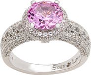 SUZY LEVIAN DIAMONDS Round Pink Sapphire & Pavé Lab Grown White Sapphire Ring