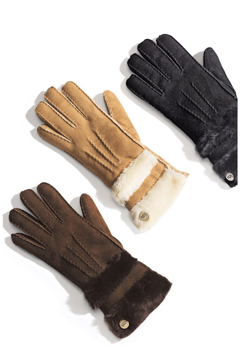 Australia 'Classic' Genuine Shearling Gloves, Alternate, color, BLACK