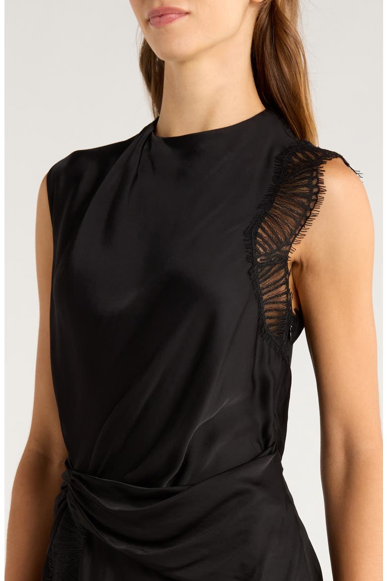 Dion Gathered Asymmetric Dress, Alternate, color, BLACK/ BLACK