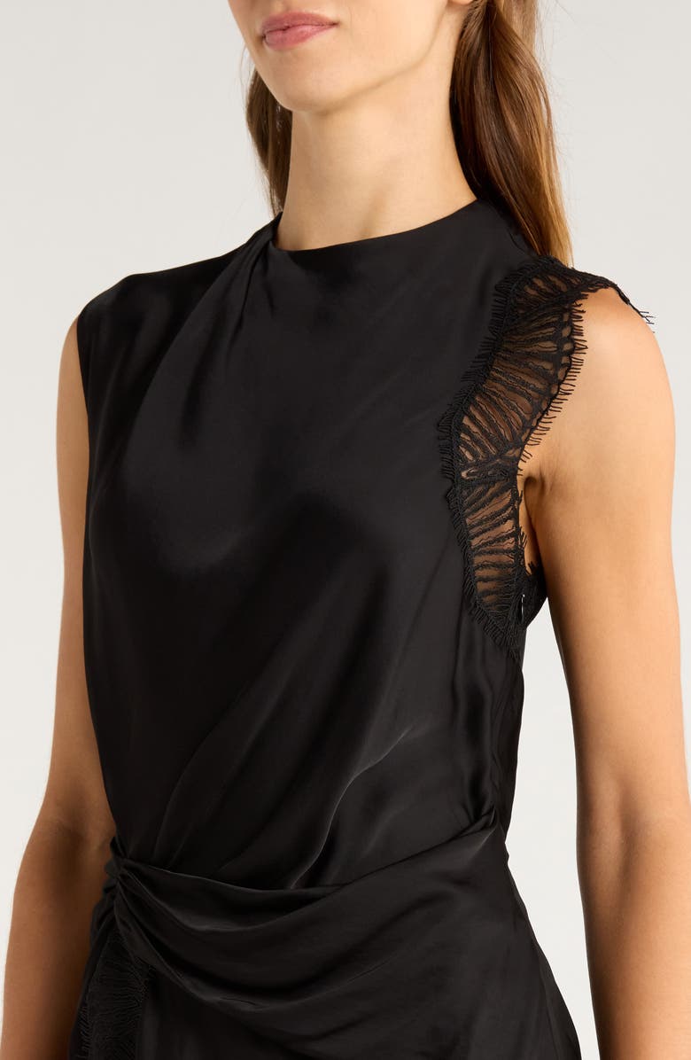 A.L.C. Dion Gathered Asymmetric Dress, Alternate, color, Black/ Black