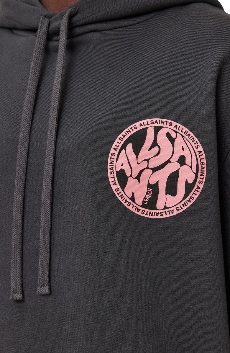 AllSaints Distortion OTH Hooded Pullover, Alternate, color, Washed Black/ Pink