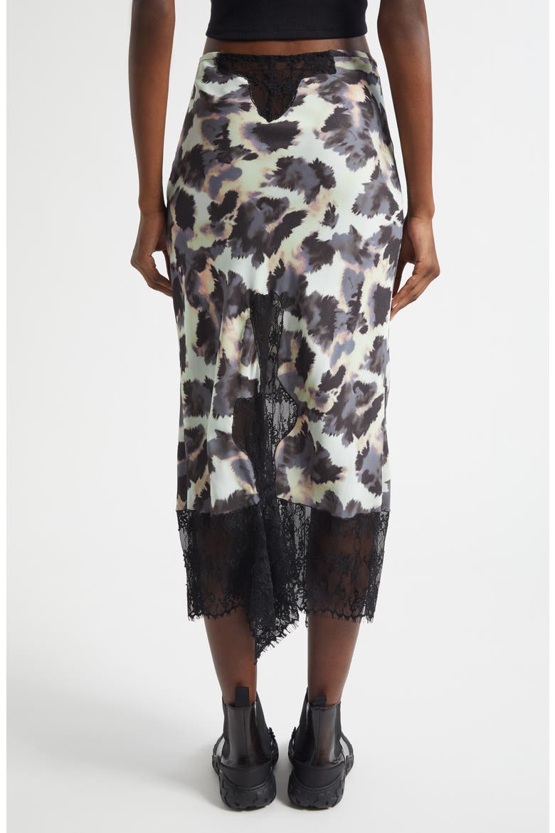 Hiss Crepe & Lace Midi Skirt, Alternate, color, SNOW LEOPARD