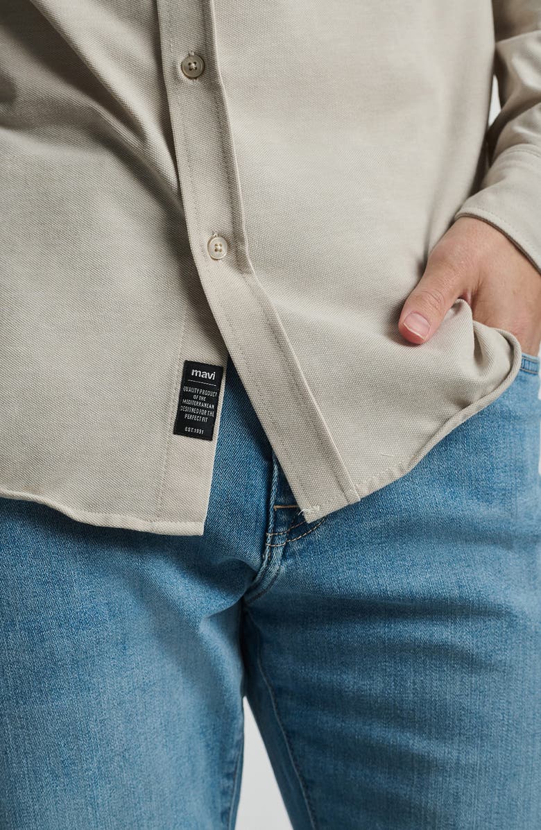 Mavi Jeans Piqué Button-Up Shirt, Alternate, color, Silver Lining
