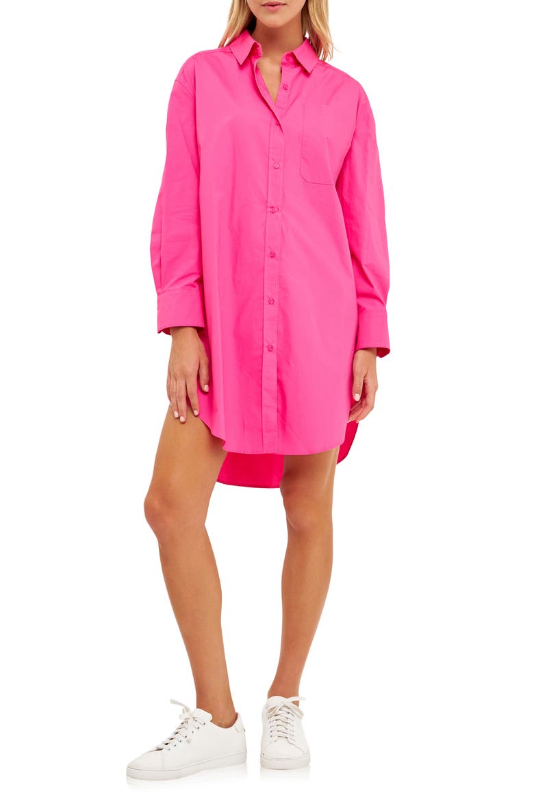 Classic Collar Shirtdress, Main, color, FUCHSIA