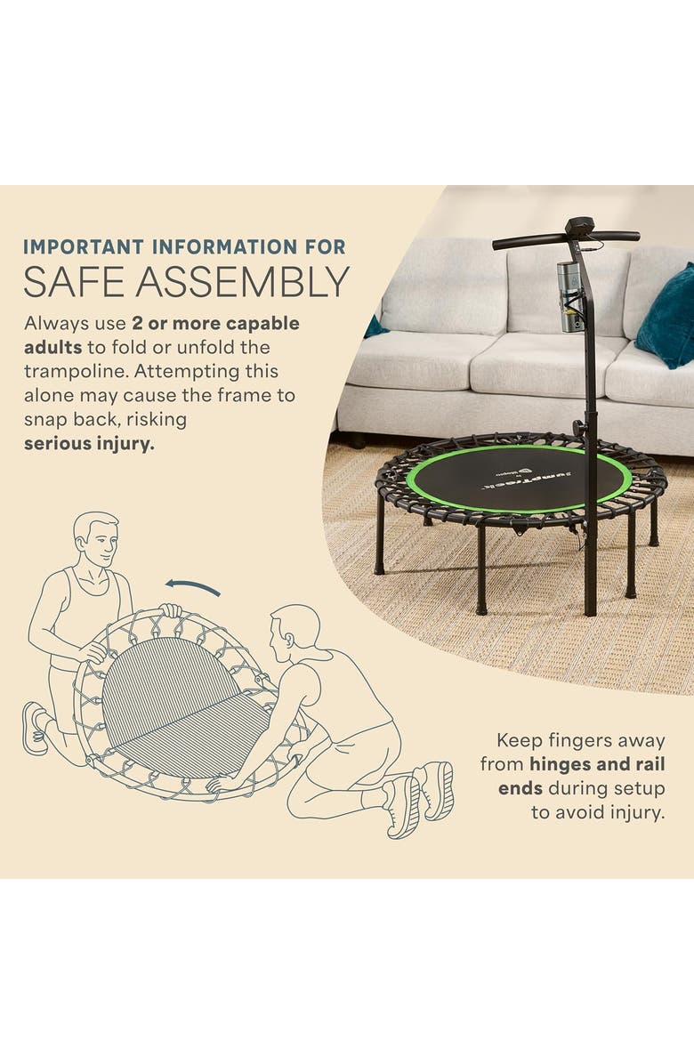 Lifepro 40 Inches Foldable Rebounder Fitness Trampoline for Adult with Handle & Jump Counter 350lb or 225lb, Alternate, color, Lite 225Lb