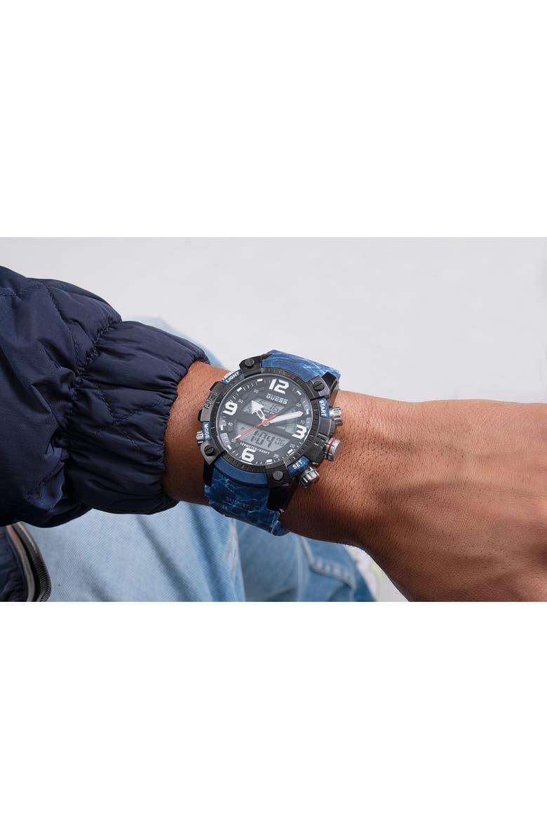 GUESS Digital Silicone Strap Watch, 50mm, Alternate, color, 