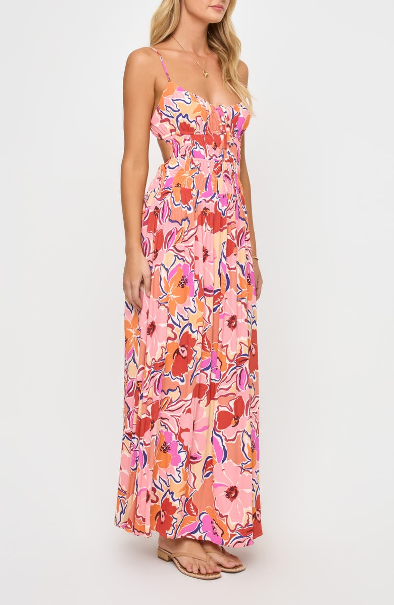 LSPACE Tala Shirred Waist Cover-Up Maxi Sundress, Alternate, color, Lost In The Blooms