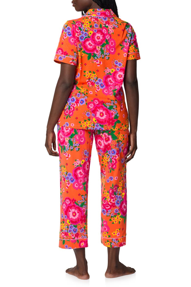 Print Stretch Organic Cotton Jersey Crop Pajamas, Alternate, color, RAVELLO BLOOMS