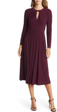 Eliza J Pleated Keyhole Cutout A-Line Dress