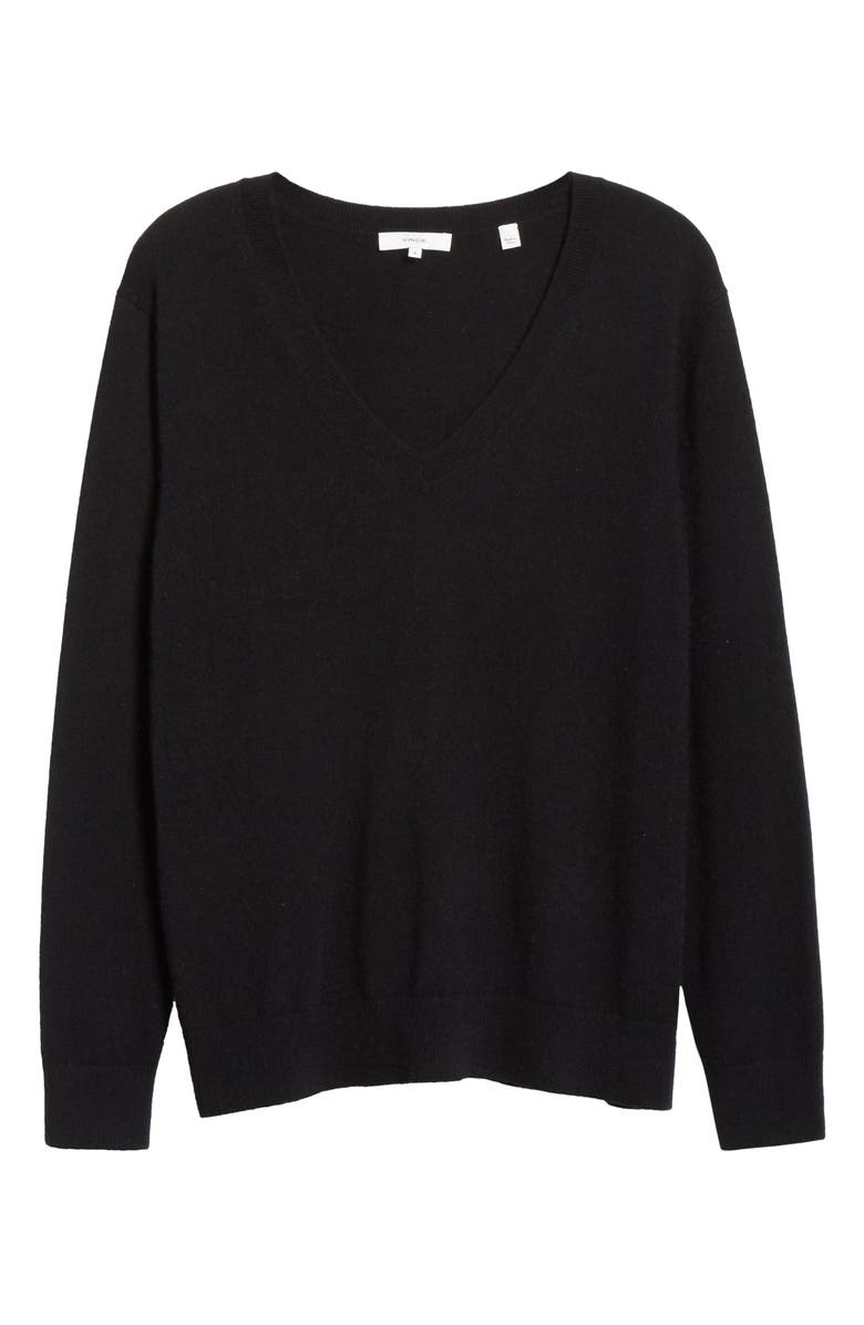 Vince Weekend V-Neck Cashmere Sweater, Alternate, color, Black