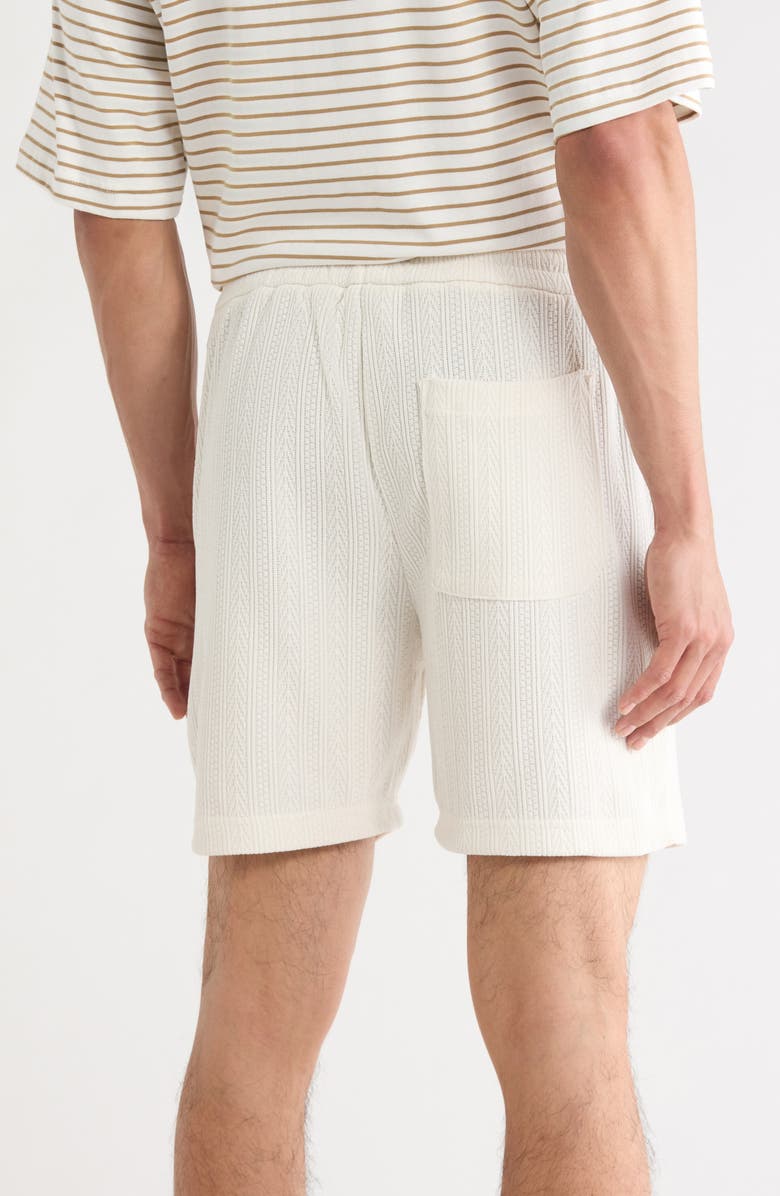DENIM AND FLOWER Textured Drawstring Shorts, Alternate, color, Off White
