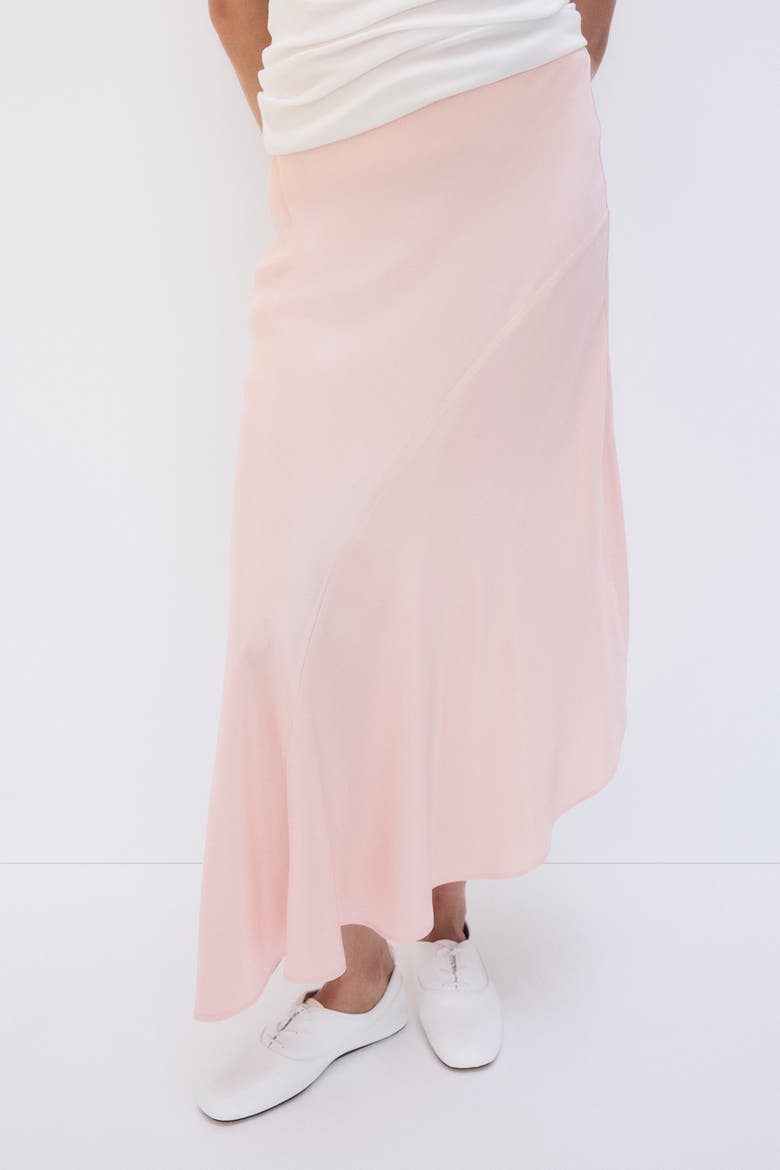 Mama Asymmetric Satin Skirt, Alternate, color, Powder pink