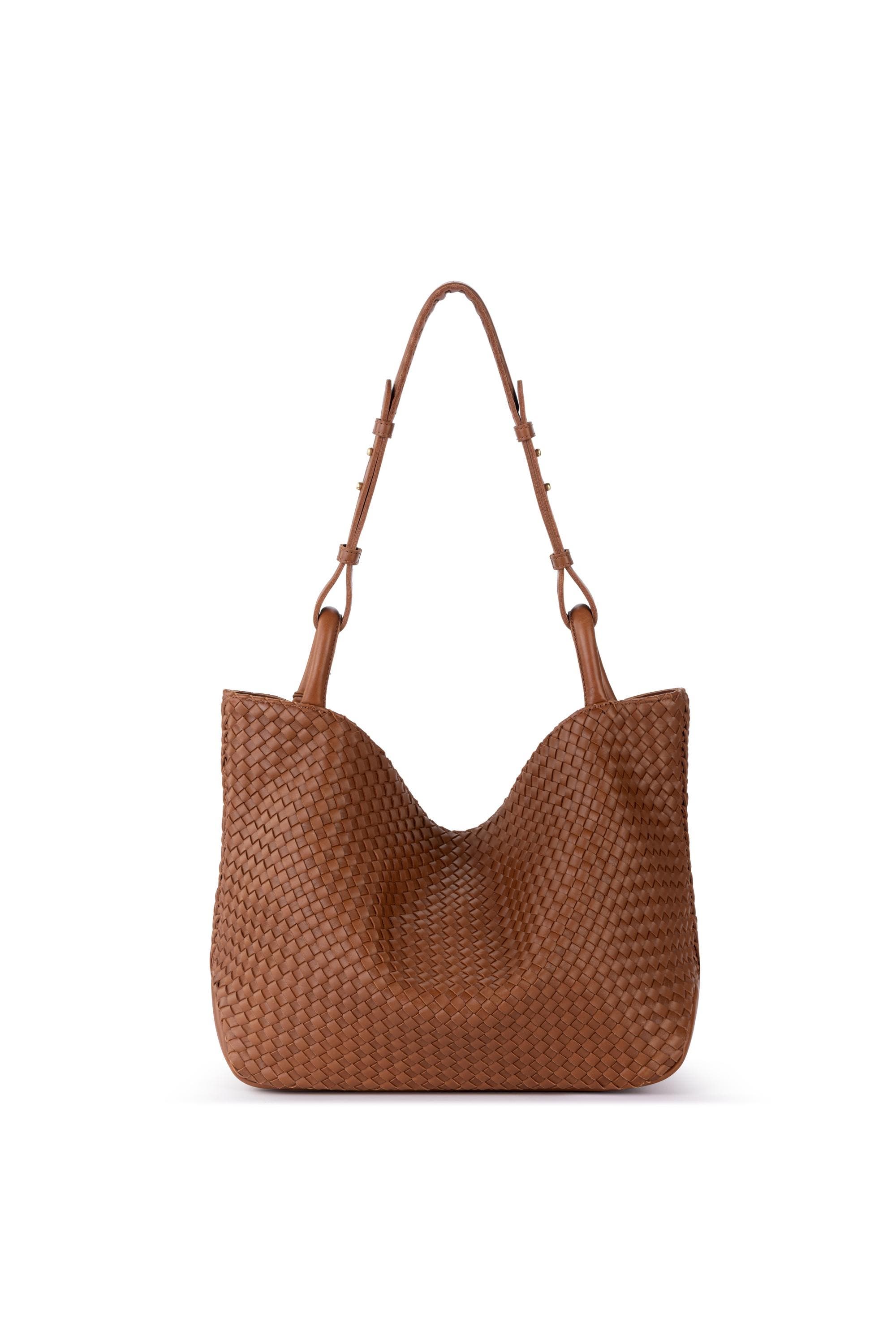 The Sak Los Feliz Medium Tote Woven Leather Bag, Alternate, color, Cognac Woven