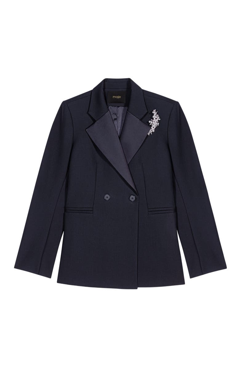maje Suit jacket with brooch, Alternate, color, 