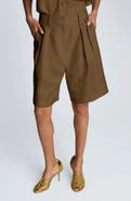 Kenneth Cole Pleated Linen Bermuda Shorts