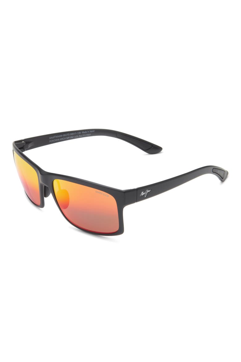 58mm Polarized Square Sunglasses, Alternate, color, BLACK BLACK LAVA