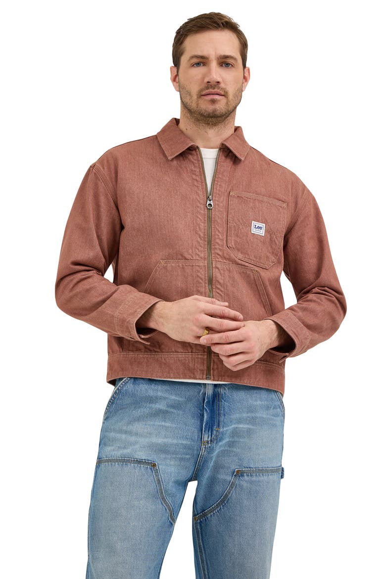 91W Organic Cotton Denim Workwear Jacket, Alternate, color, EARTH CLAY