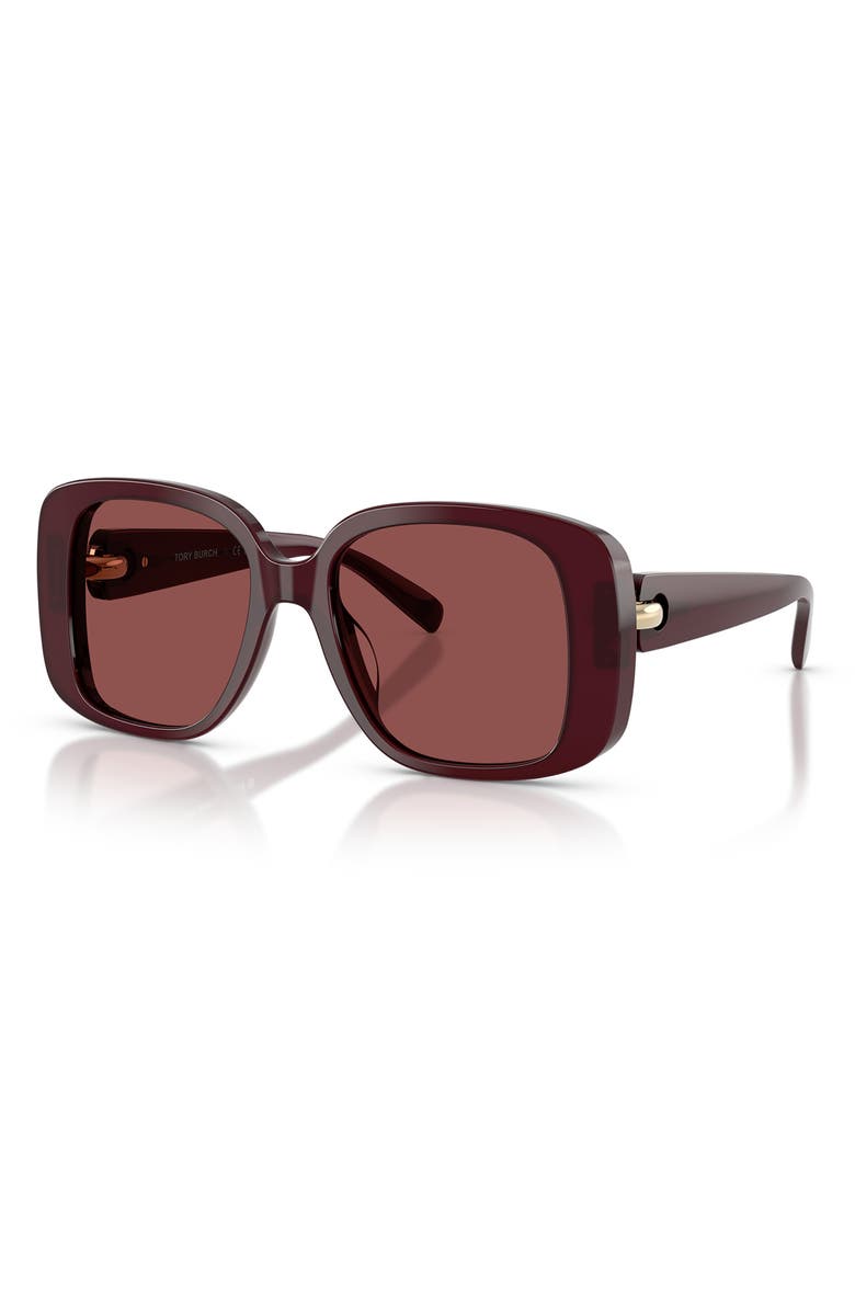 Tory Burch 53mm Gradient Square Sunglasses, Alternate, color, Opal Burgundy / Wine