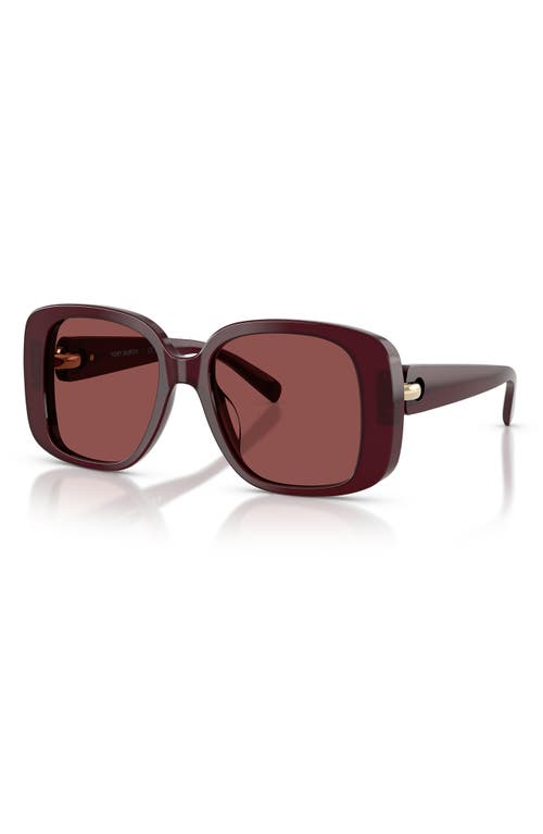 Tory Burch 53mm Gradient Square Sunglasses In Burgundy