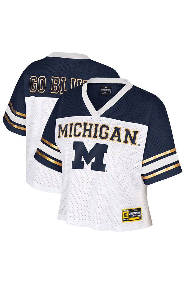 COLOSSEUM Women's Colosseum White Michigan Wolverines Treasure Cropped Football Jersey, Main, color, White