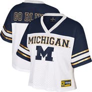 COLOSSEUM Women's Colosseum  White Michigan Wolverines Treasure Cropped Football Jersey