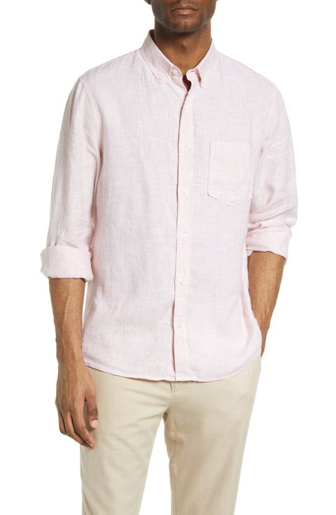 Trim Fit Solid Linen Button-Down Shirt