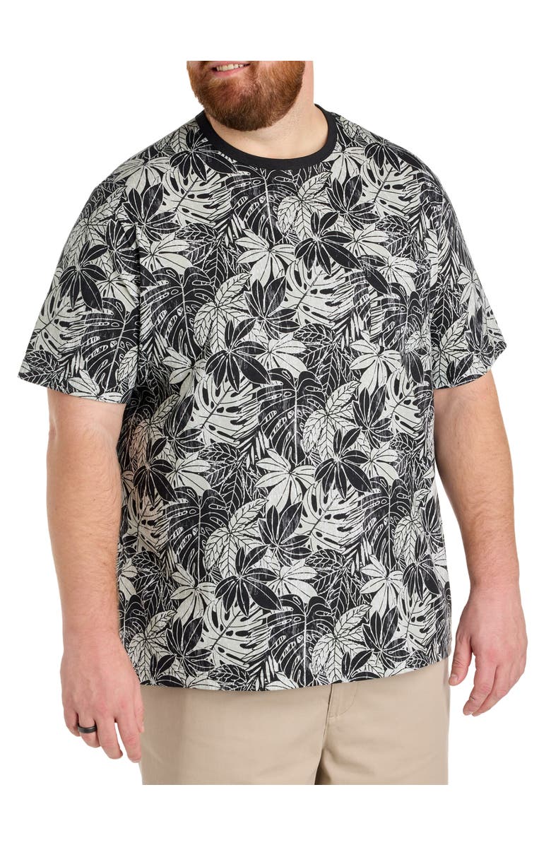Harbor Bay by DXL Big & Tall Moisture-Wicking Leaf Print Pocket T-Shirt, Main, color, Black