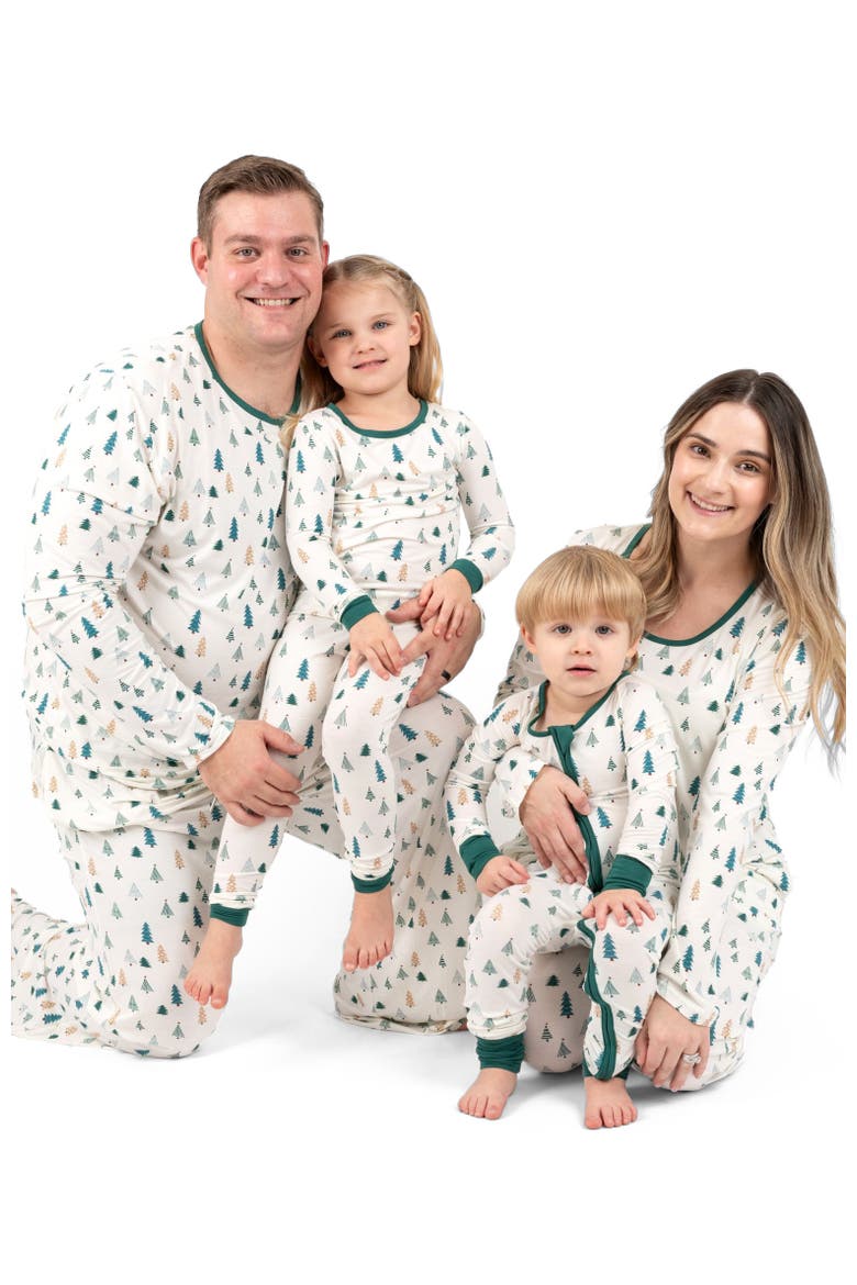 Men's Viscose Matching Family Holiday Pajamas, Reindeer & Polar Bear Prints, Alternate, color, Pine Tree