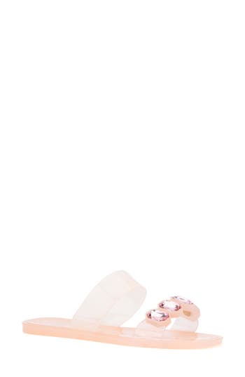 Shop New York And Company Chantalle Jeweled Slide Sandal In Blush