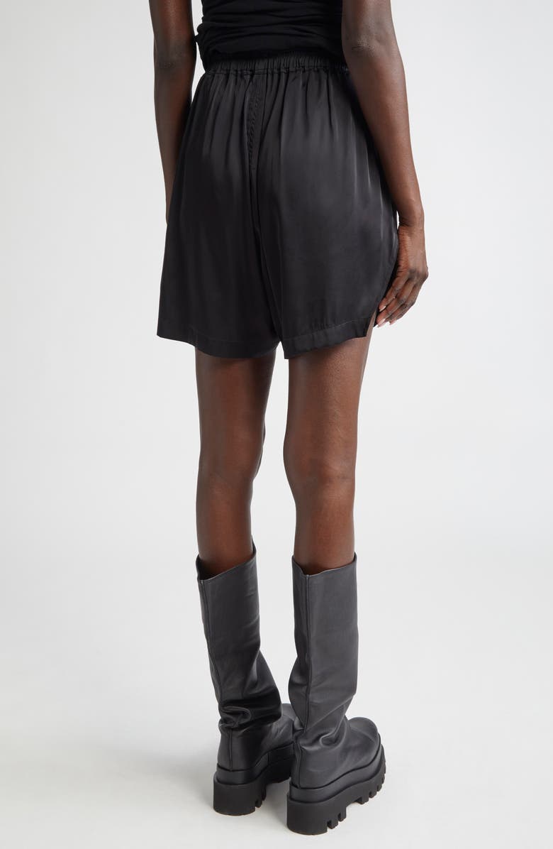 Rick Owens Silk Satin Boxer Shorts, Alternate, color, Black