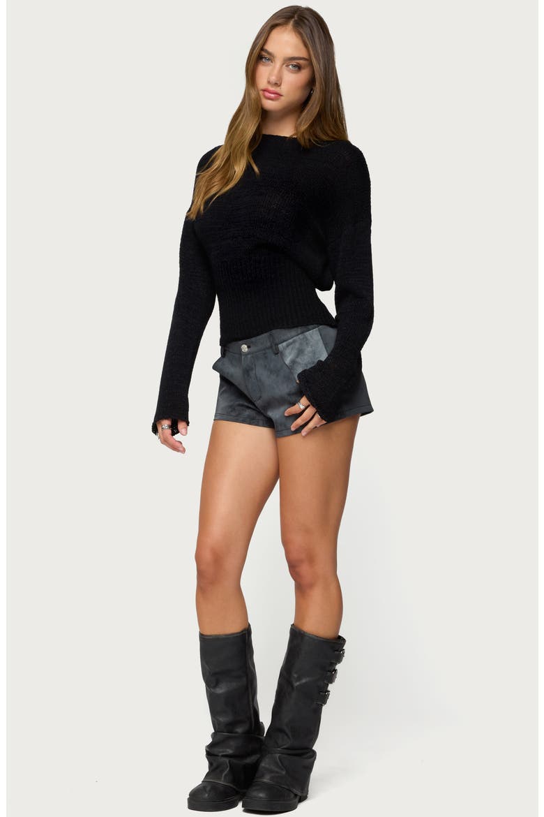 Rhiley Contrast Faux Suede Shorts, Alternate, color, DARK-GRAY
