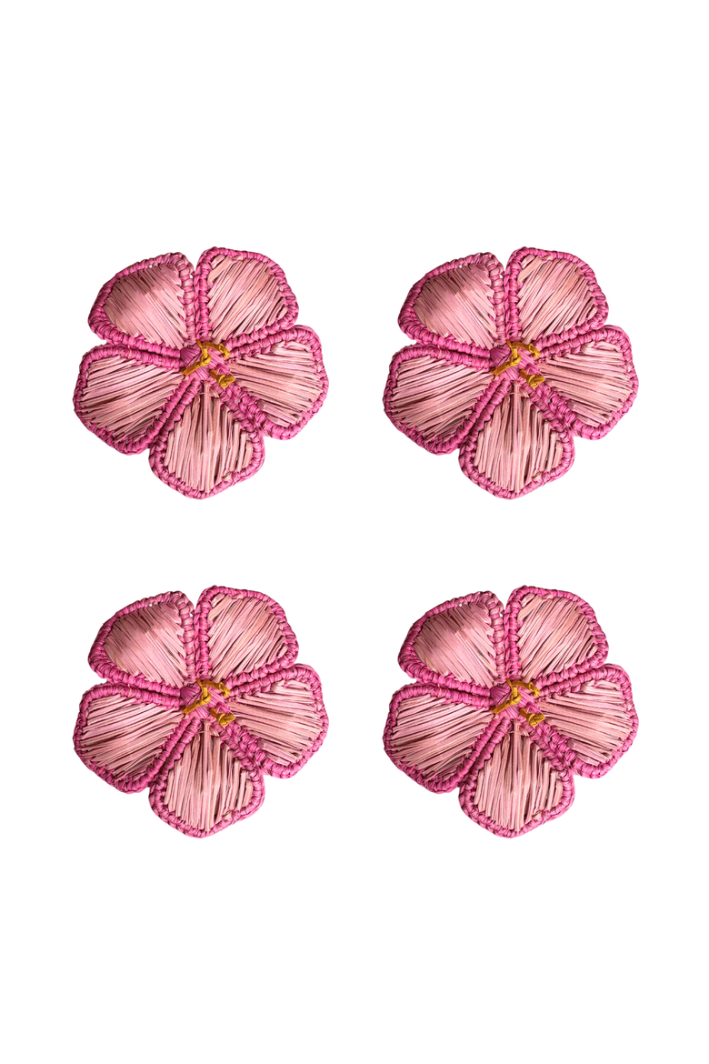 Hibiscus 3D Napkin Ring - Set of 4, Main, color, Pink