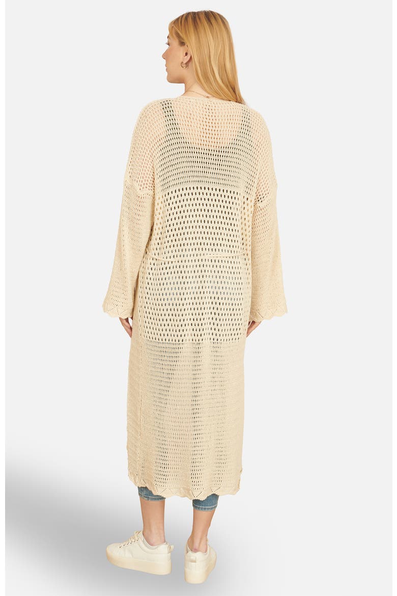 Crochet Long Line Cardigan, Alternate, color, Beige