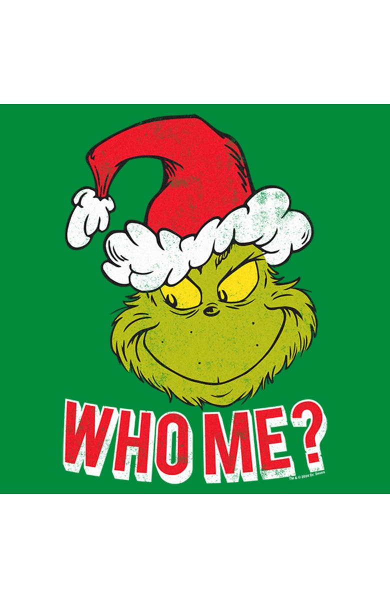 The Grinch Men's The Grinch Santa the Grinch Who Me  Graphic T-Shirt, Alternate, color, Kelly Heather