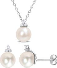 DELMAR Cultured Freshwater Pearl & Diamond Pendant Necklace - 0.1ct.