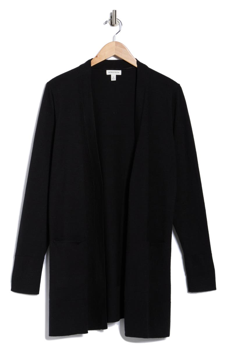 Nordstrom Open Front Cardigan, Alternate, color, Black