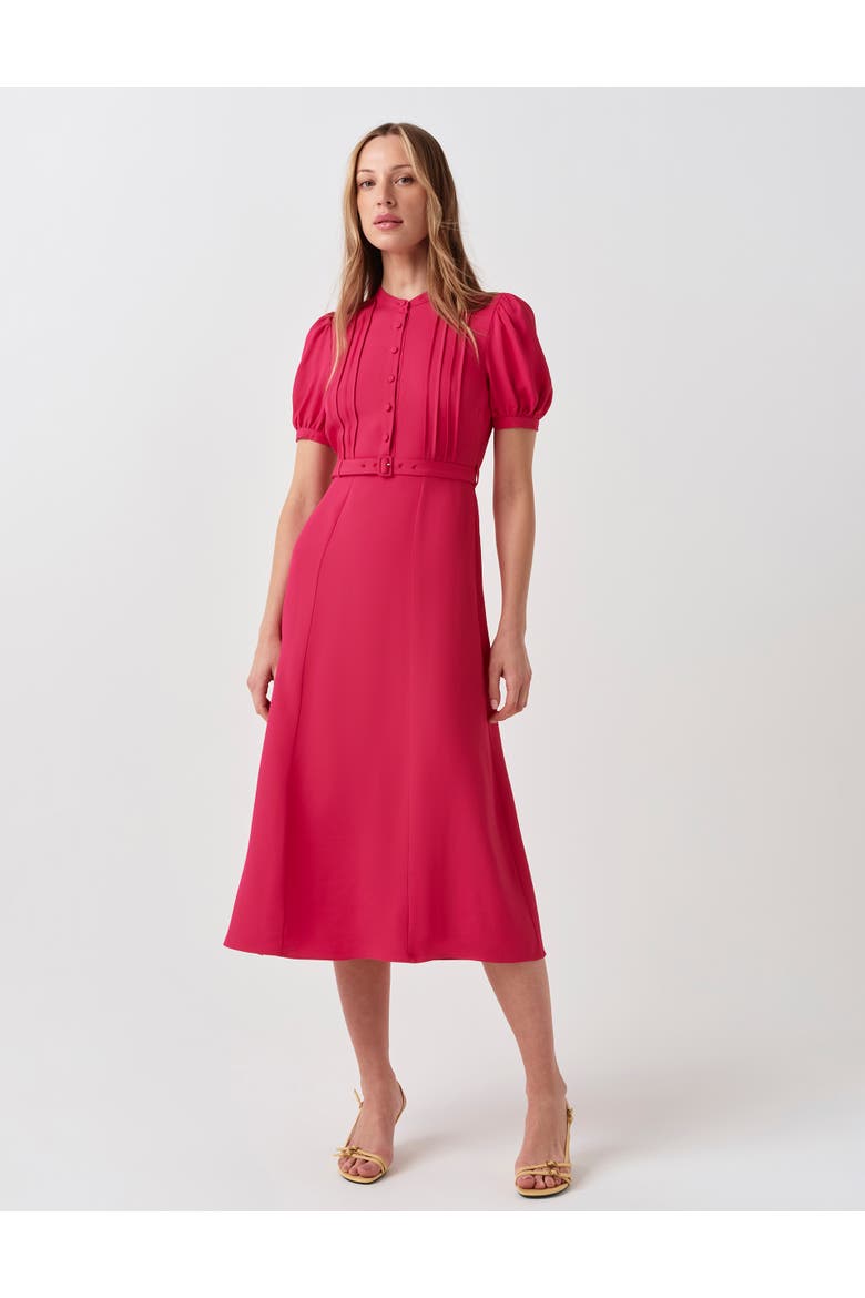 Francis Round Neck Crepe Midi Dress, Main, color, Bright Pink
