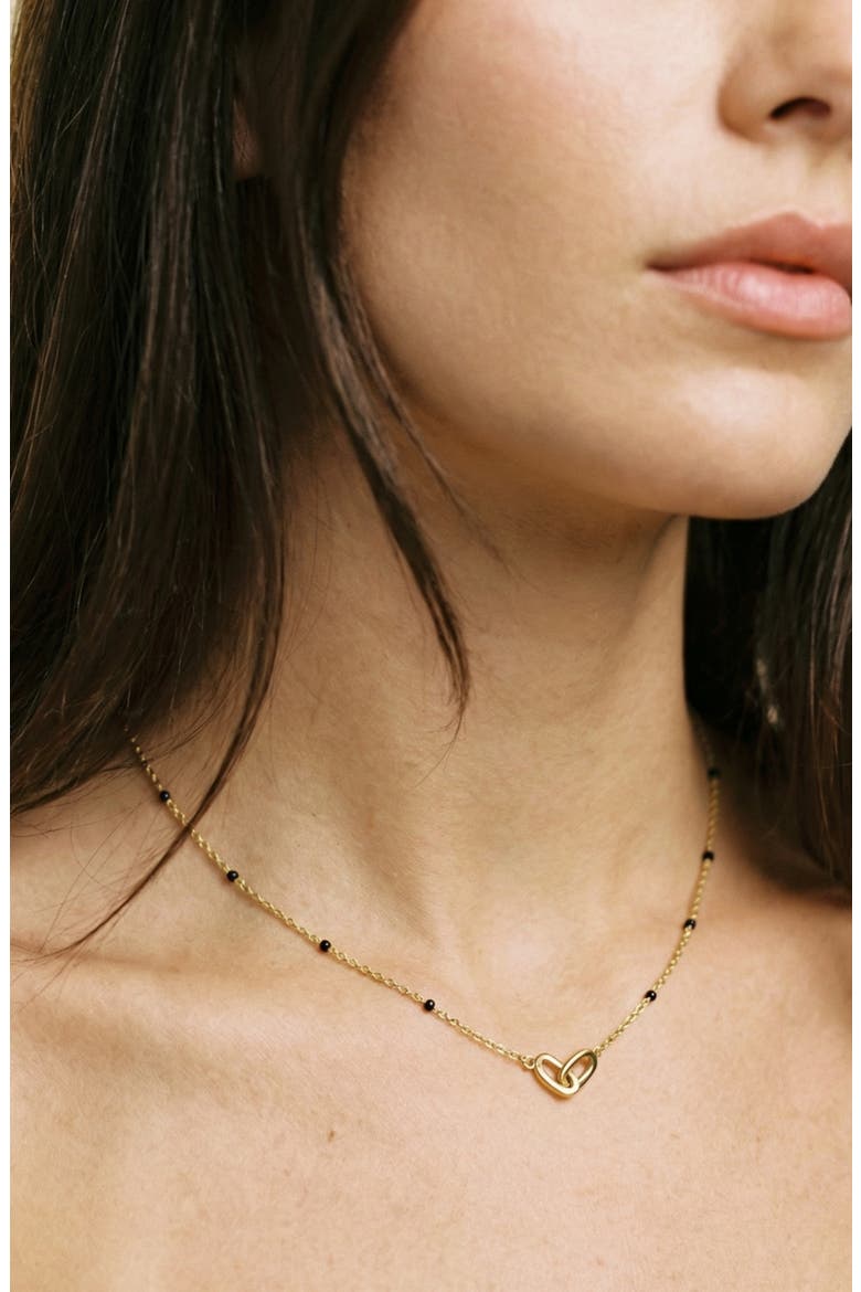 Enamel Bead Interlocking Oval Chain Necklace, Alternate, color, GOLD