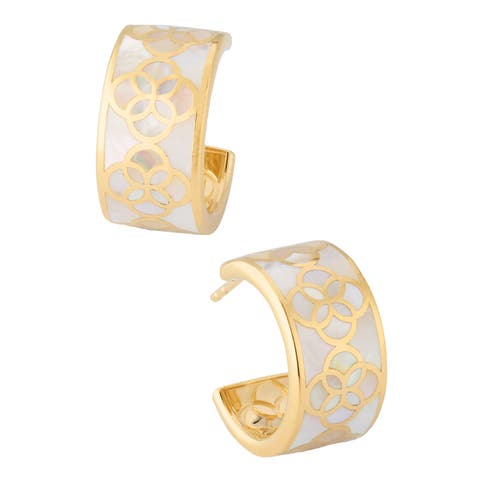 Petal Gemstone With 18K Gold Overlay Sterling Huggie Earring