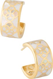Jan Leslie Petal Gemstone With 18K Gold Overlay Sterling Huggie Earring