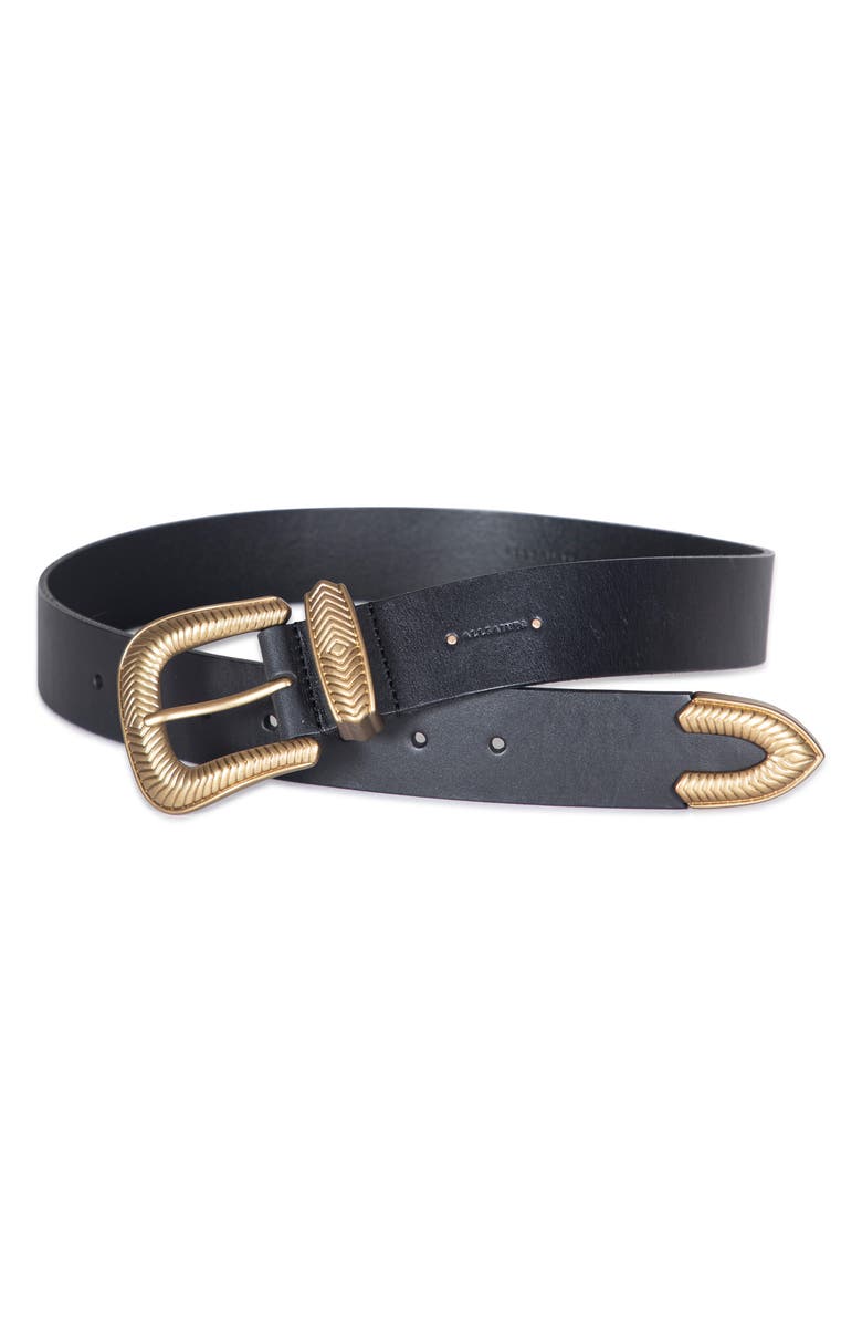 AllSaints Western Leather Belt, Alternate, color,