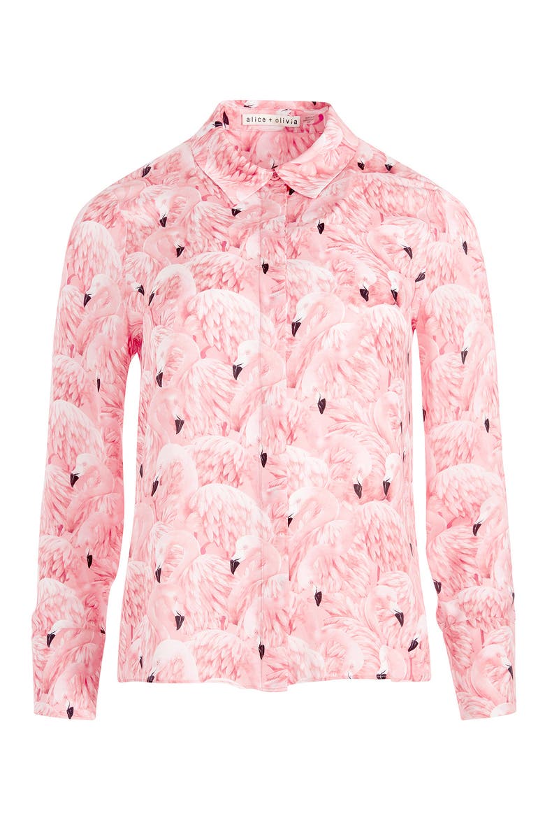 Willa Flamingo Print Blouse, Alternate, color, SIXTIES FLAMINGO