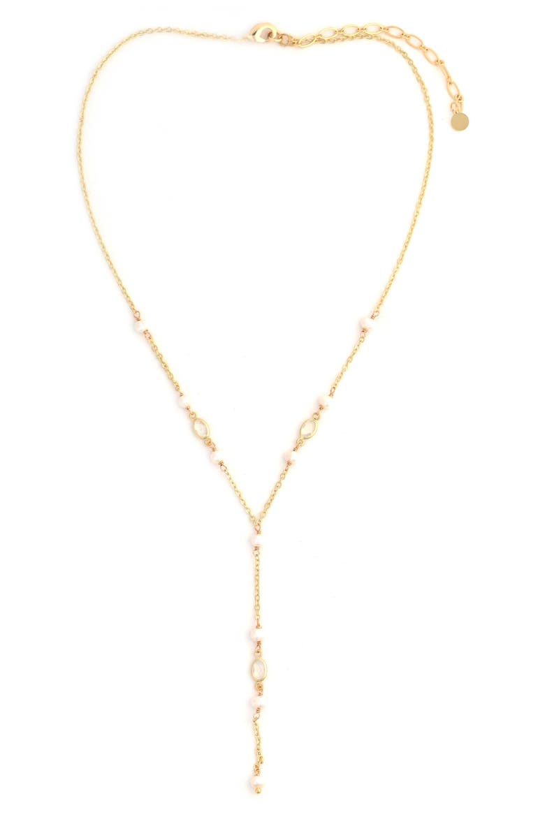 Freshwater Pearl Y Necklace, Main, color, WHITE